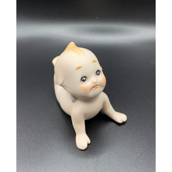 Lefton Kewpie Doll Pouting Sad KW913 Blue Angel Wings Piano Baby 3” Inches Size - Picture 1 of 7